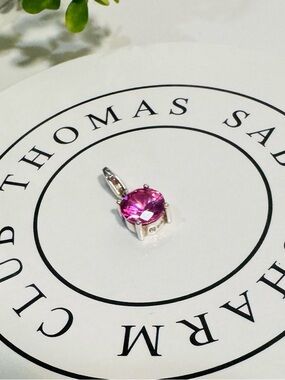 Thomas Sabo Fuchsia Faceted Crystal Clip Charm/Pendant Sterling Silver